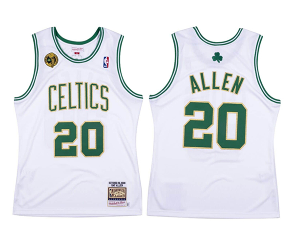 Men's Boston Celtics #20 Ray Allen White Throwback 2008-09 Stitched Jersey Men's Boston Celtics #20 Ray Allen White Throwback 2008-09 Stitched Jersey